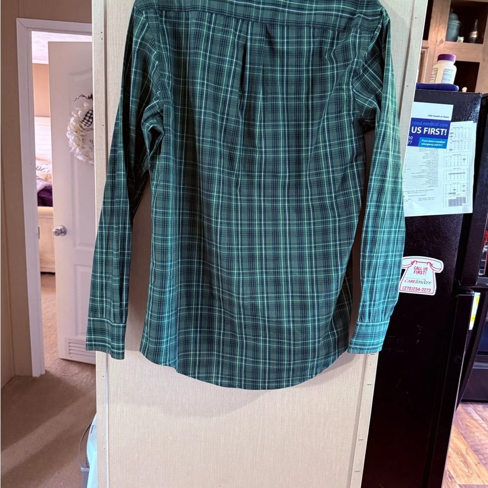Izod Green Blue Plaid Casual Shirt